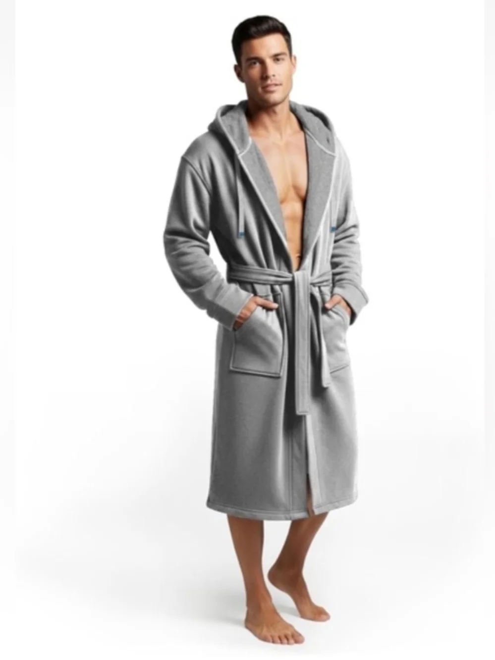 DudeRobe Gray Hooded Bathrobe